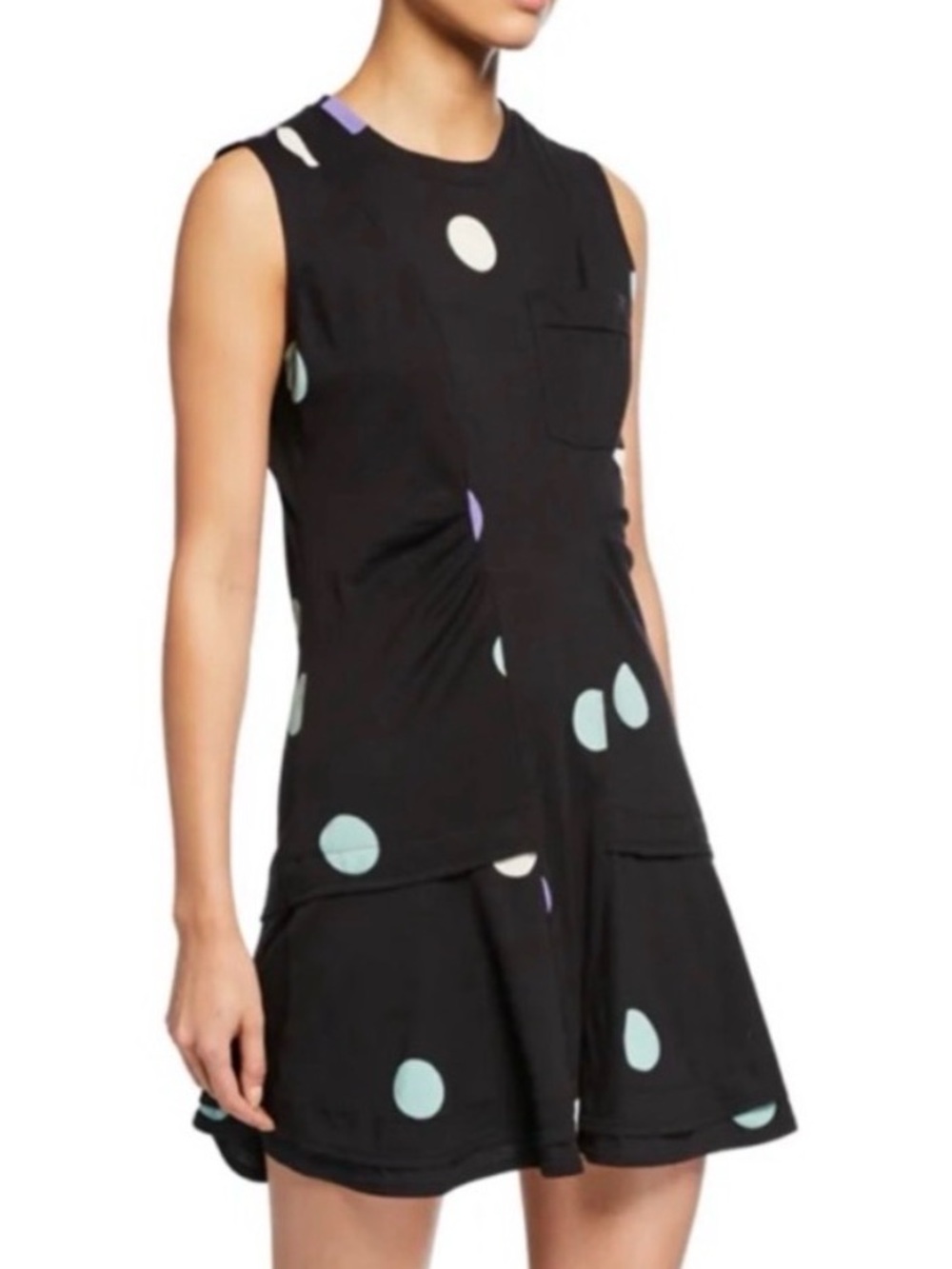 Derek Lam 10 Crosby Cotton Navy Polka Dot Sleeveless T-Shirt Dress Small